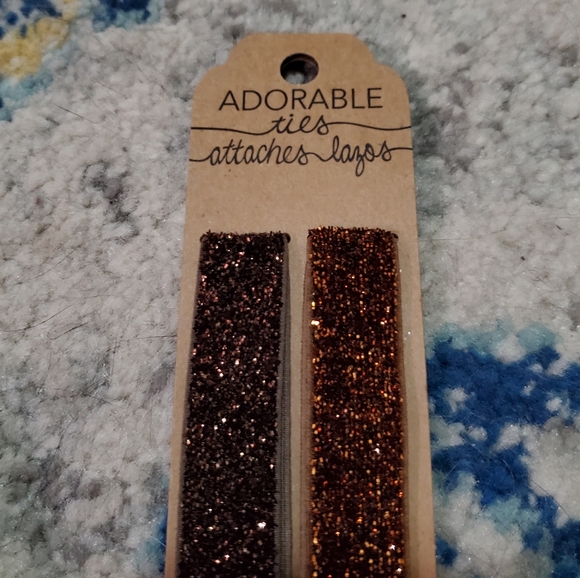 Adorable Ties Brown & Bronze Glitter Headbands 2 Piece Set - Picture 2 of 6